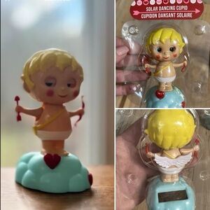 Solar Dancing Cupid Figurine - Yellow and Blue